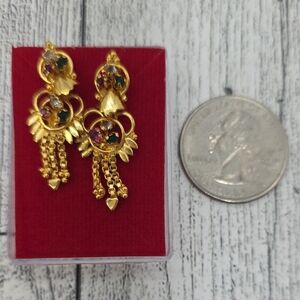 Bhoomi Elegant Gold and Multicolor Dangle Earrings